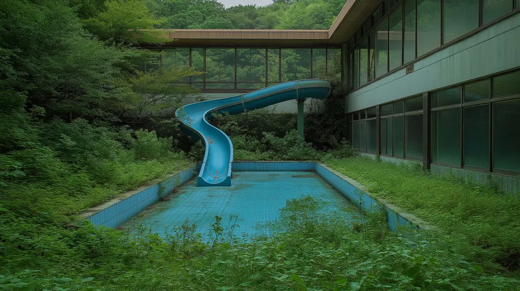 Imaginary abandoned indoor training pool